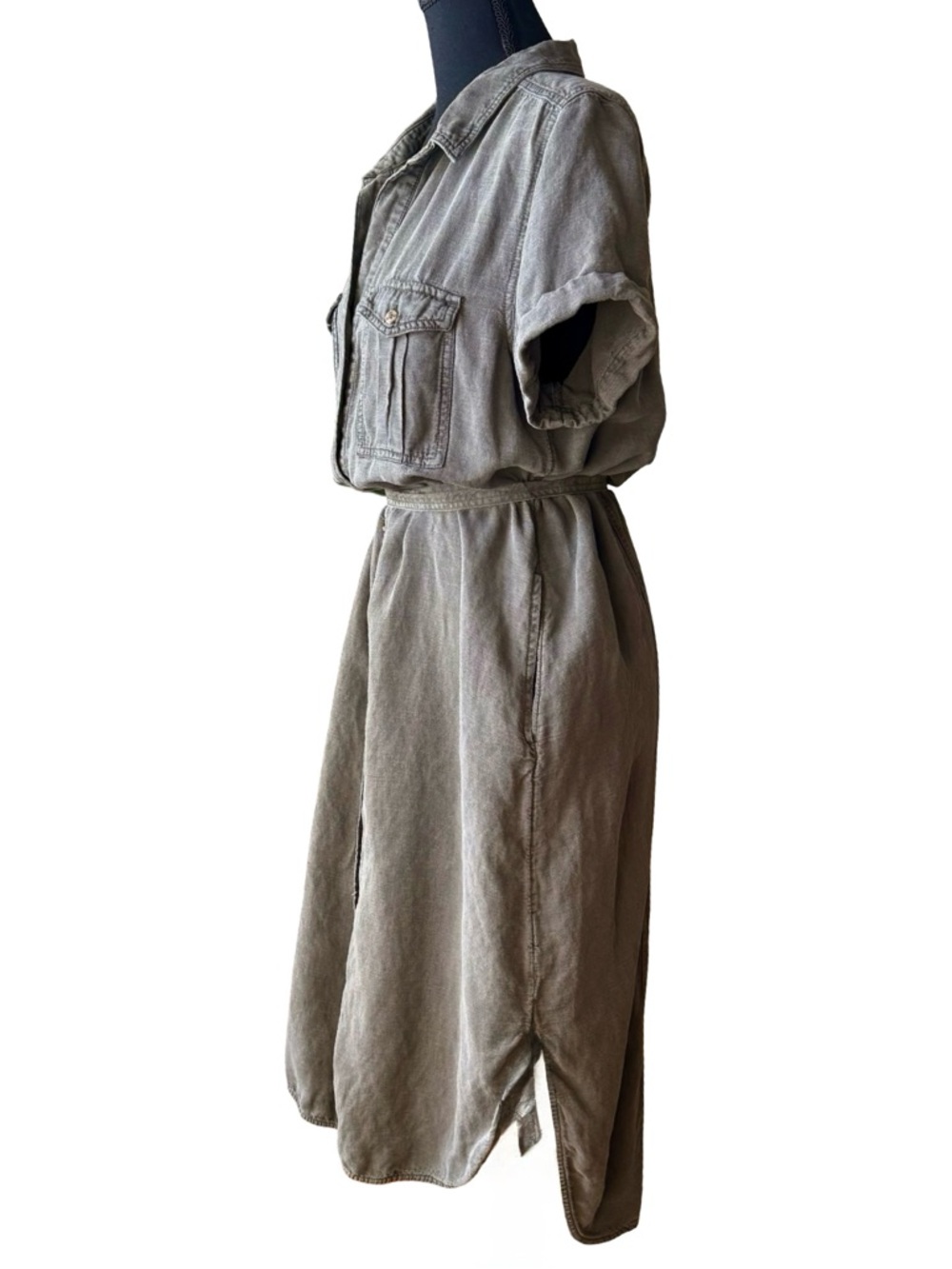 Lucky Brand Linen Utility Midi Shirt Dress with Belt Size Large - Picture 4 of 9